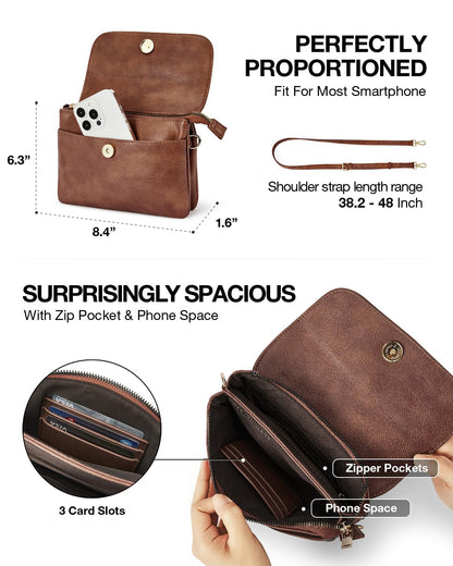 CHOLISS Small Crossbody Bags for Women, Vegan Leather Cell Phone Purse, Mini Travel Purse with Adjustable Strap