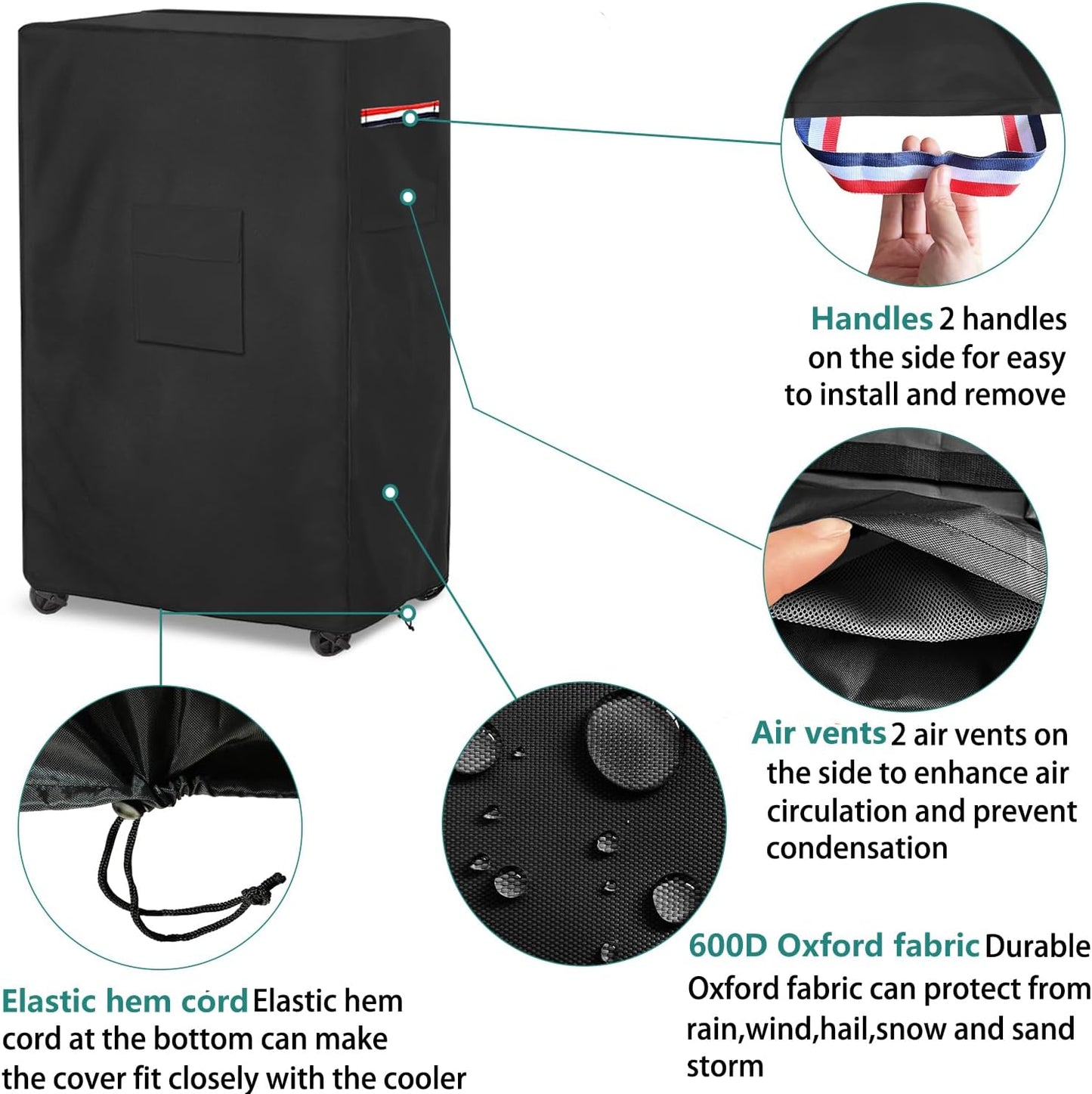 AIickwang Outdoor Evaporative Cooler Cover | 600D Heavy Duty Waterproof for Hessaire MC26A | Black, 21" x 15" x 32"
