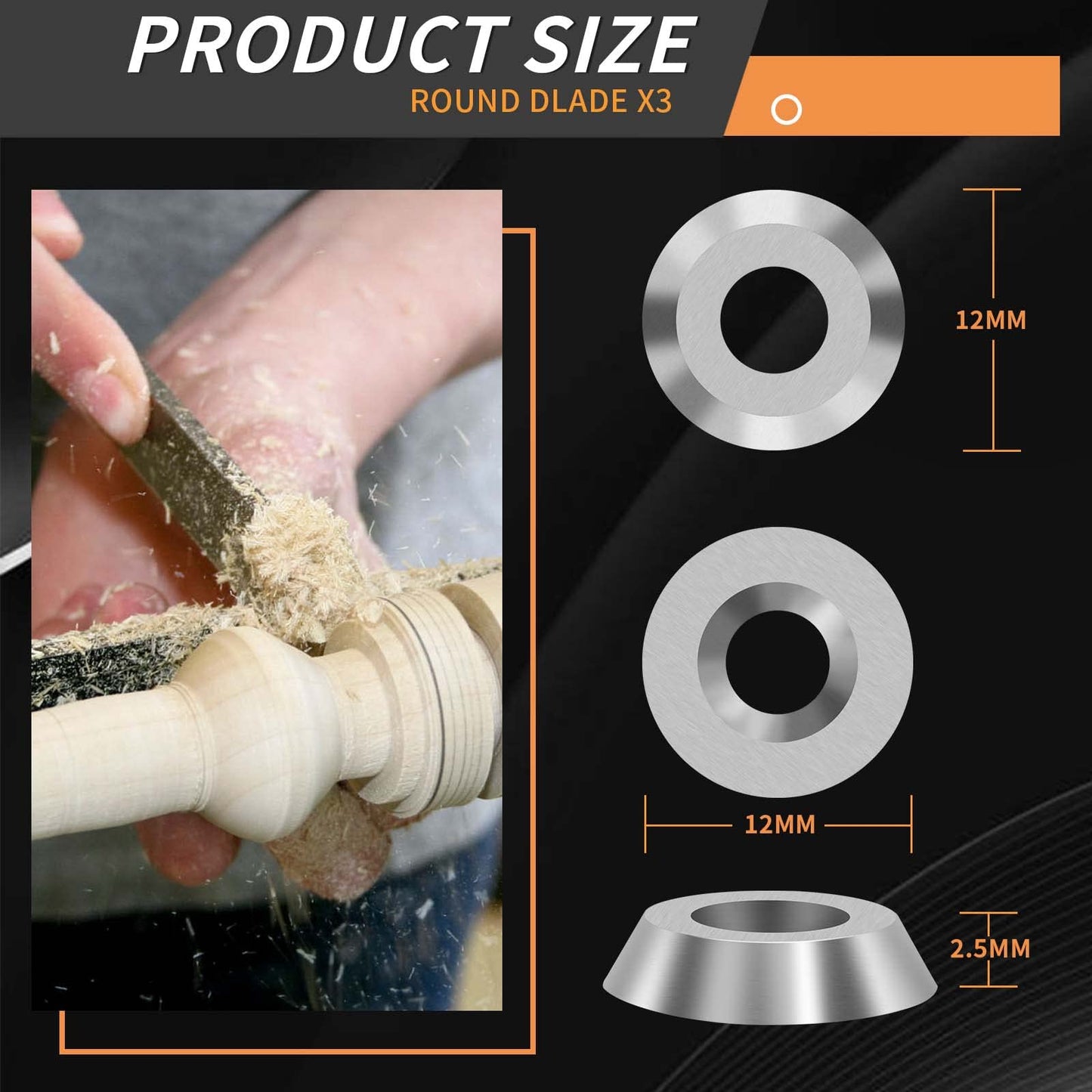 NNBWKIXI 12PCS Carbide Lathe Tools Carbide Inserts for Wood Lathe Turning Tools,Include 11mm Square with Radius,12mm and 8.9mm Round,30x10mm Diamond with Sharp Point with Screws