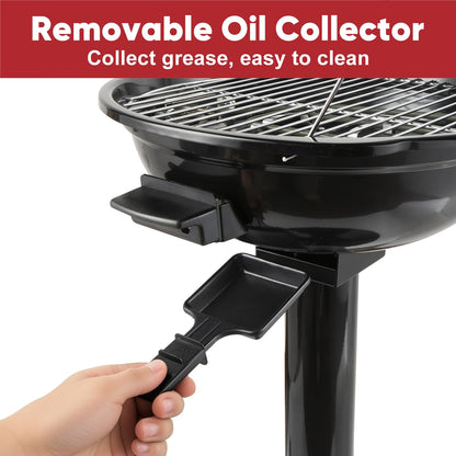 Electric Grill Outdoor, CUSIMAX Electric BBQ Grill, 1600W Portable BBQ with Lid for Cookouts, BBQ Gatherings, Small Spaces, Adjustable Heat, Removable Stand Grill, Oil Collector