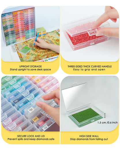 YBUTVY Diamond Art Trays with Lids, 45PCS Diamond Painting Trays with Lids ＆ Diamond Art Storage, Gift Box Diamond Painting Accessories for Diamond Art Beads