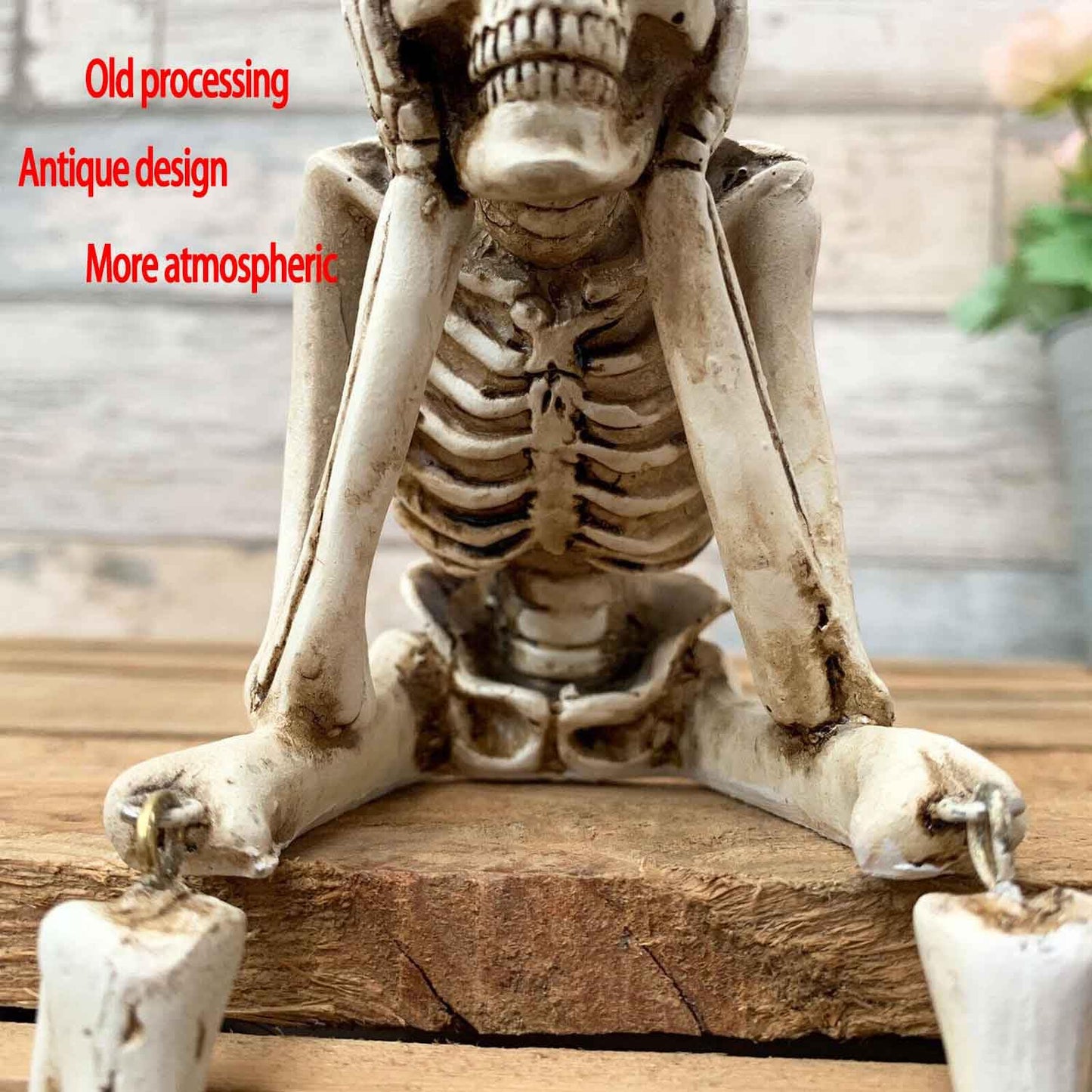 LFWATAXY Resin Sitting Skeleton Shelf, Sitters Sitting Figurines Crafts Ornaments Collectibles Statues for Home Bookshelf Table Ledge Edge Party Decorative (Not Look)