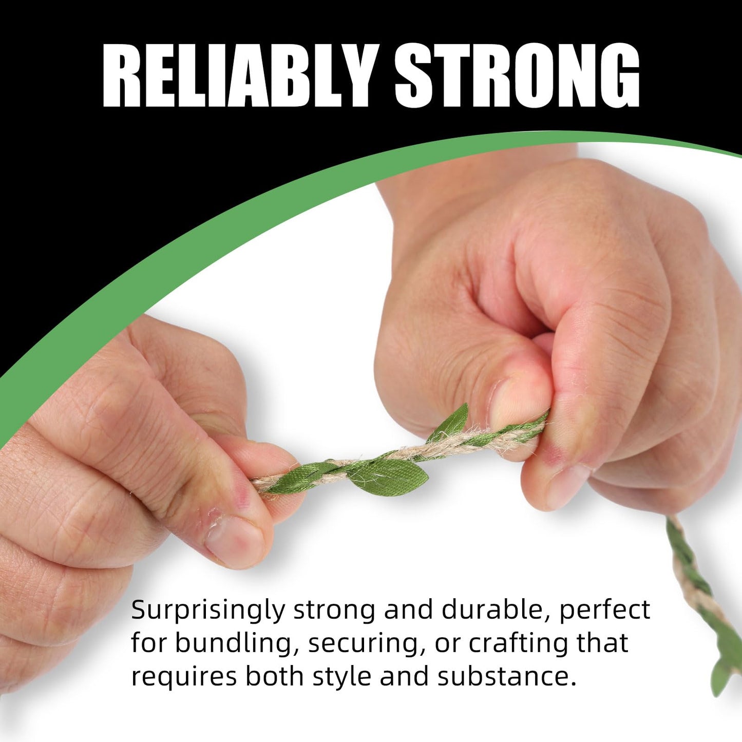 Radix Rope Natural Jute Twine with Green Leaf - 100 Feet (30 Meters) | Decorative Garden String for Gift Wrapping, Crafts, Wedding Decor