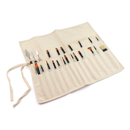 Liquidraw 30 Pocket Canvas Paint Brush Holder - Natural | 21" x 18" | Roll Up Brush Storage Pouch | Ideal Case for Paintbrush & Art Tool Storage | Easy to Carry | Also Great for Storing Makeup Brushes
