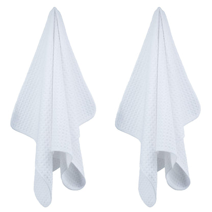 POLYTE Ultra Premium Microfiber Kitchen Dish Hand Towel Waffle Weave, 8 Pack (16x28 in, White)