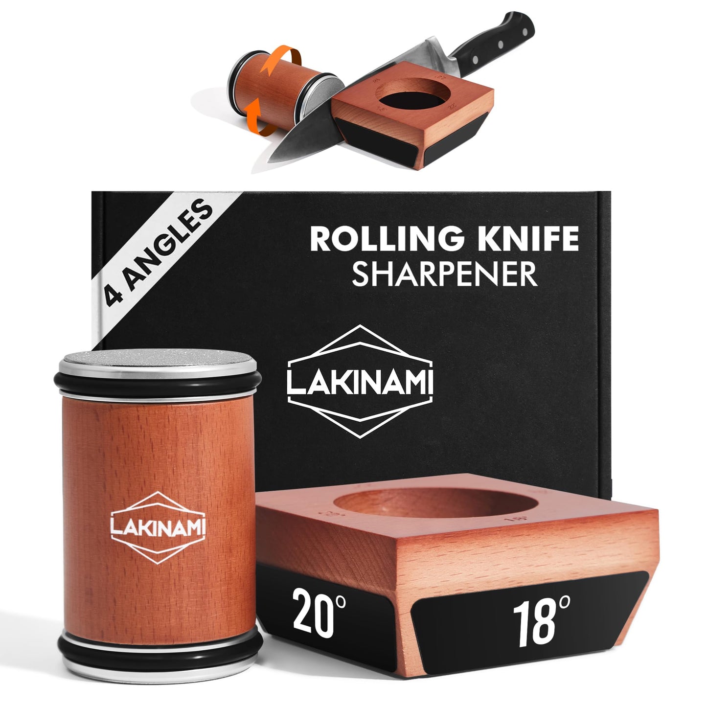 Knife Sharpener, Rolling Knife Sharpener Kit With Magnetic Holder, Kitchen Knife Sharpeners With Diamond Disks, Knife Sharpening Kit With 15, 18, 20 & 22 Degrees, Knife Sharpeners for Kitchen Knives