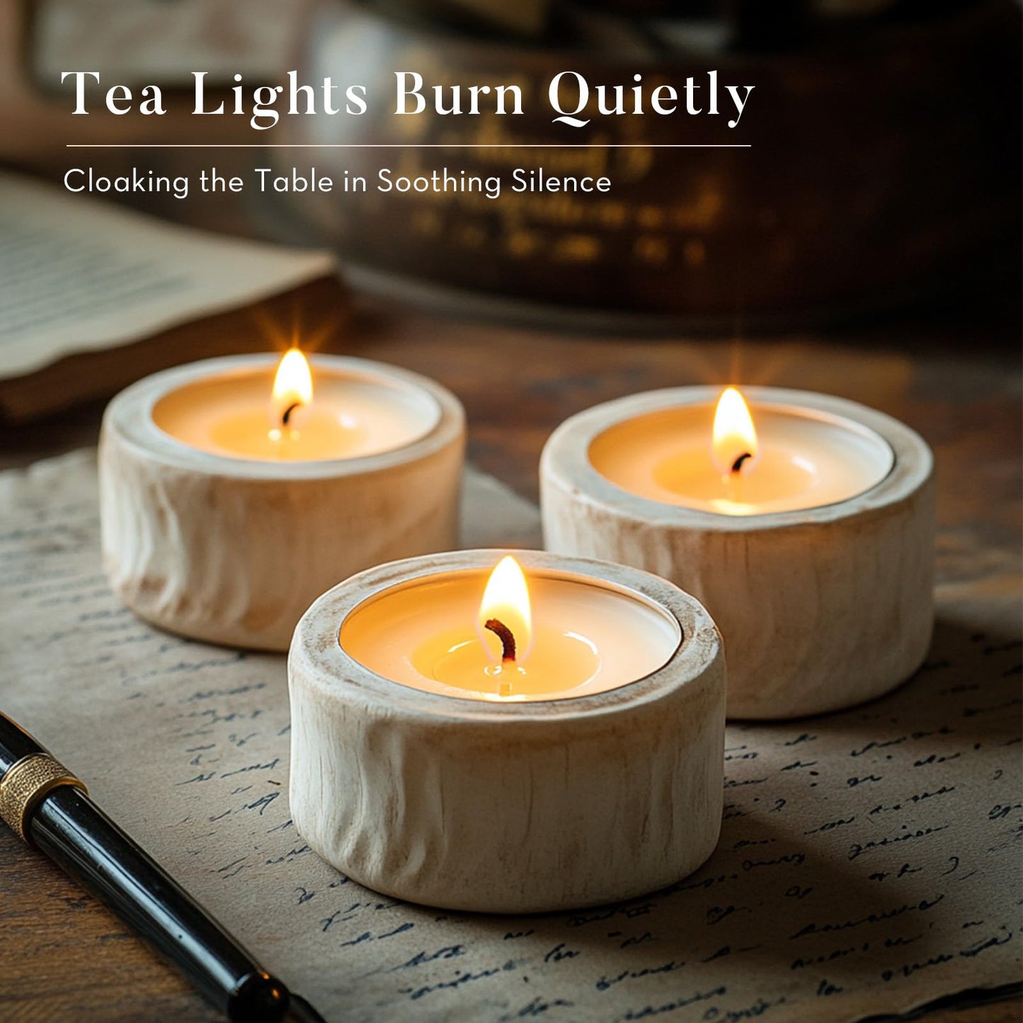 Ashlux 4H Palm Tea Lights Set |Unscented Dripless Smokeless Clean Burning Long Lasting Candles for Wedding Home Decor Dinner Church Holi