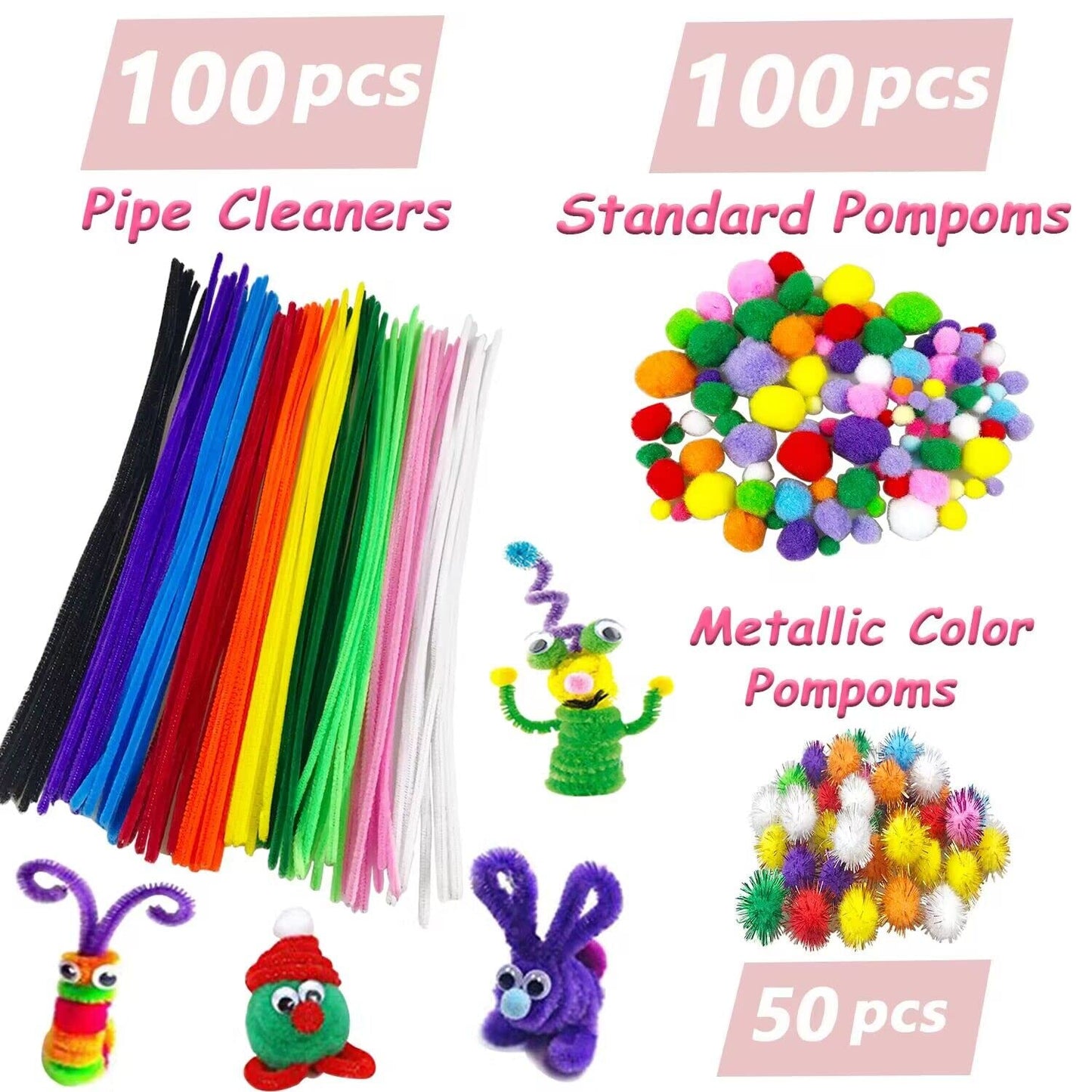 VLUSSO Arts and Crafts Supplies for Kids DIY Craft Kits Art Supplies Materials Kids Crafts Set with Pipe Cleaners Craft Box Preschool Homeschool Toys Gift for Boys and Girls Age 4 5 6 7 8
