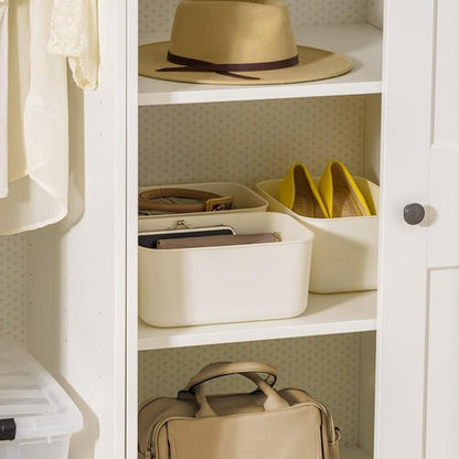 IRIS USA 7 Qt. Stackable Storage Bins with Lids - 4-Pack Off White Organizer for Kitchen & Bathroom