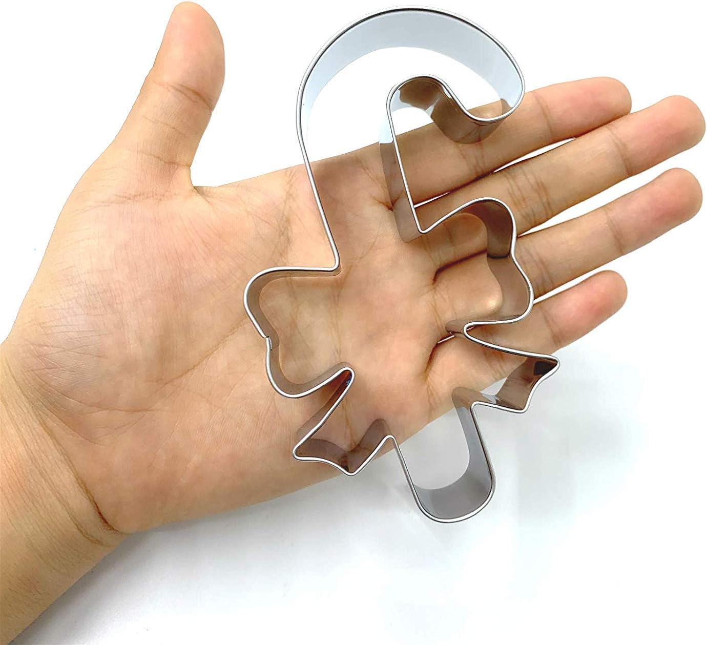 LILIAO Christmas Candy Cane with Bow/Ribbon Cookie Cutter, 2.8 x 4.3 inches, Stainless Steel