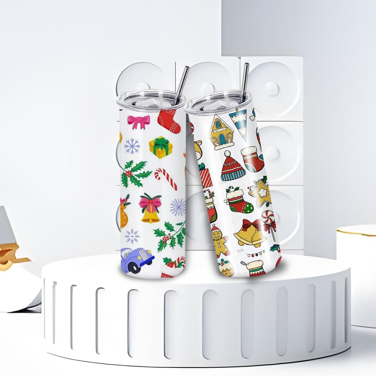 MICLAXYS 8 Pack 20oz Sublimation Tumblers Bulk With Flat Edge, 20OZ Flat Sublimation Tumbler Blank, Skinny Straight Stainless Steel Blanks Cups with Individual Box (8, 20OZ FLAT EDGE)