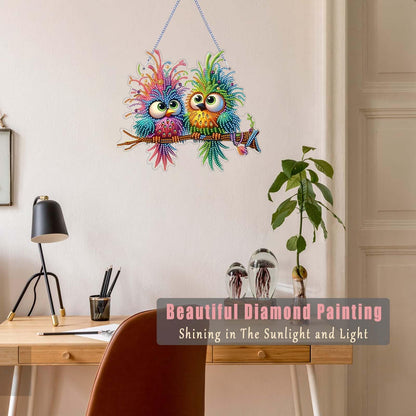 TSRUVYL Bird Diamond Art Painting Kit, Hanging Double Sided Diamond Art Suncatchers Window Pendants, Cute Diamond Painting Crafts Gift, DIY Special Shaped Gem Wall Ornament for Adults(Colorful-Bird)