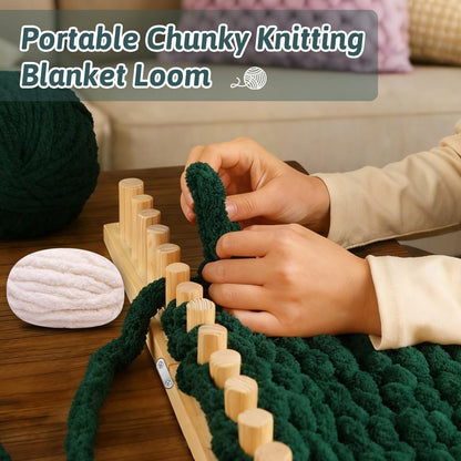 Violetfox 80" Chunky Blanket Loom Kit, Adjustable Knit Loom Yarn Loom for Adults, Wooden Hand Knitting Loom for Throw Blankets, Beginner-Friendly Yarn Craft Weaving Tools for Home DIY (80 in)