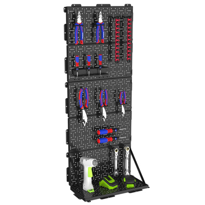 WORKPRO 16”x 16” Metal Peg Board, Foldable Black Pegboard for Wall Organization, Steel Panel with Round Holes & Vertical Slots, Ideal Tool Organizer in Office and Craft Room, 3 Pack
