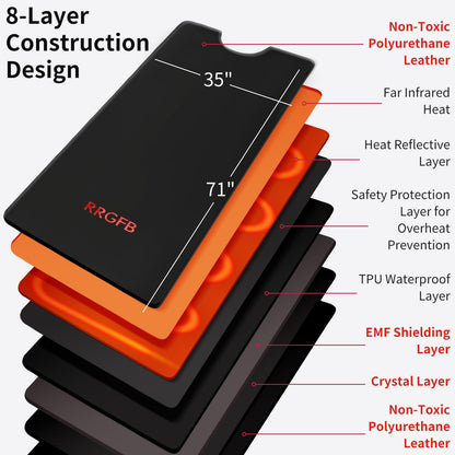 RRGFB Low EMF Portable Infrared Sauna Blanket,Crystal Therapy Home Relaxation, Adjustable Timer 20-60 Min, 95-167℉ Temp Range, 6 ft x 2.95 ft, Durable PU Leather Cover