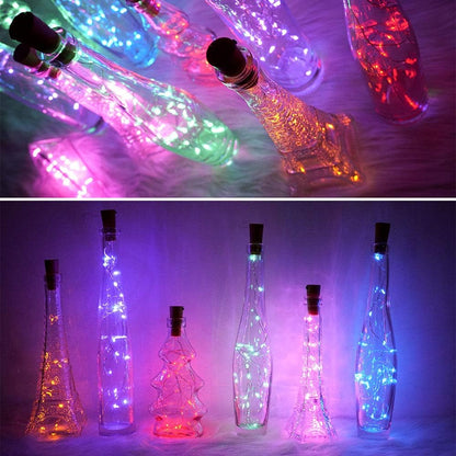 SunKite Wine Bottle String Lights with Cork, 18 Pack, 20 LED 2M Mini Silver Copper Wire Fairy Lights for DIY Decor