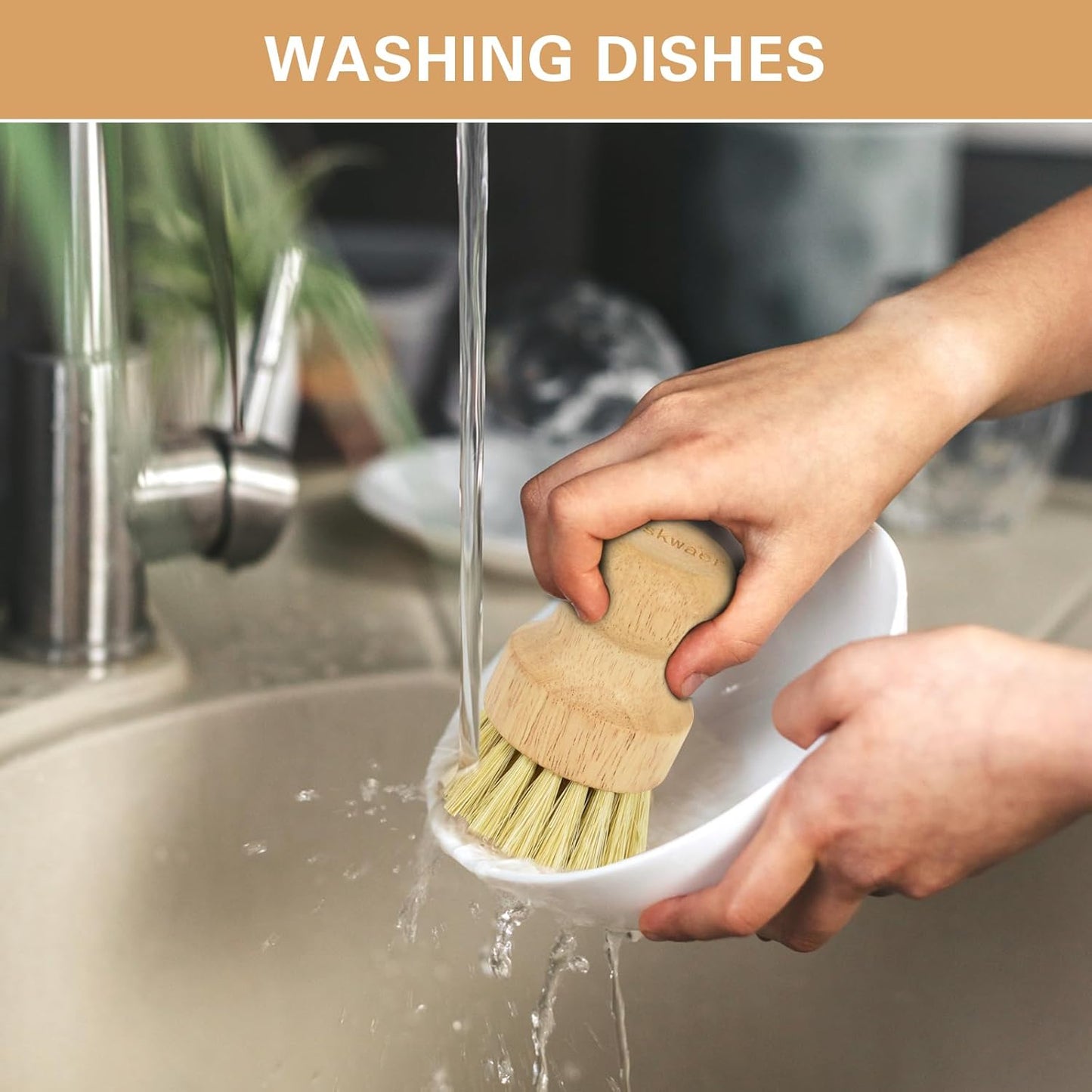 Qaskwaer Set 1 Set Wooden Dish Brushes, Dish Dishwashing Brush for Cleaning Dishes, Kitchen Wooden Cleaning Dsihes