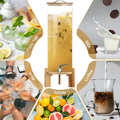 Glass Drink Dispenser,4.1 Gallon Water Dispenser with Stand,Glass Beverage Dispenser with Spigot - Large Drink Dispensers for Parties,Wedding,Bars,Restaurants