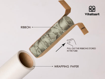 Vitalizart White Wrapping Paper Set 17" Pearly-Lustre With Silk Like Satin Ribbon & Gift Tags Recyclable Christmas Gift Wrapping Birthday Baby Shower Wedding Handmade Crafts 197"(16.4 Ft)