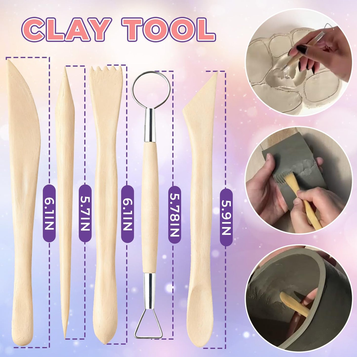 100ml Air Dry Clay Glaze and 29pcs Clay Tools Kit - Waterproof Scratch-Resistant Gloss Varnish Protects from Wear/Cracking, Pottery Tools for Stippling, Carving, Molding & Shaping Clay Crafts