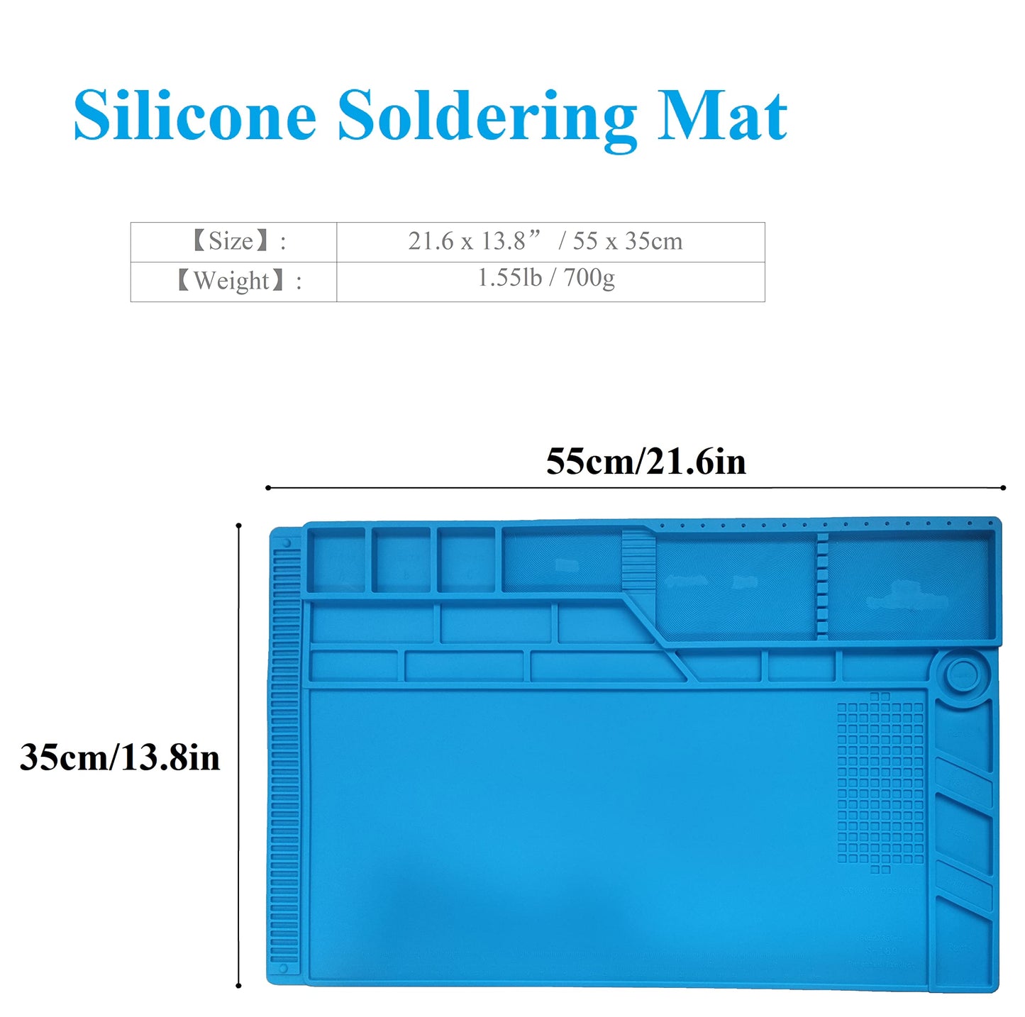WWZMDiB Heat Resistant 932°F Silicone Magnetic Soldering Work Mat（S-180【21.6 x 13.8” / 55 x 35cm】）