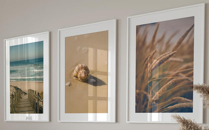Sandy Beach Landscape Set of 3 Unframed Wall Prints, Coastal Ocean Waves and Beach Path Posters for Home Decor (8x10)