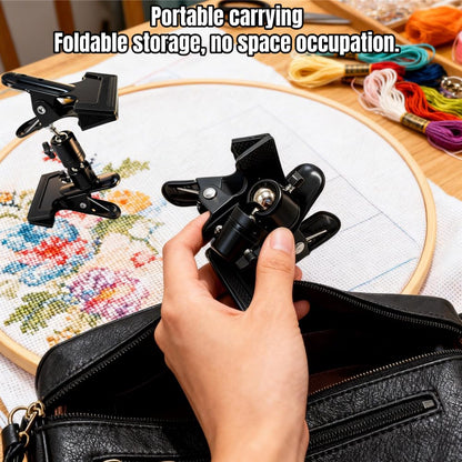 Embroidery Hoop Stand Holder - 360° Rotatable Adjustable Metal Table Clamp for Cross Stitchers,Hands-Free Sewing Needlework Stand,Fits 6–12 Inch Hoops,Portable Embroidery Stand with Protective Pads
