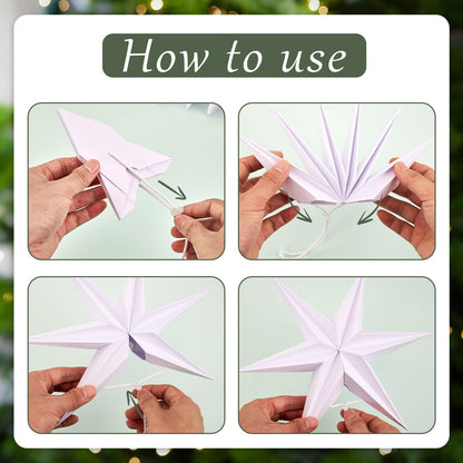 Paper Jazz 3D Paper Star Lartern Decorations, 6 Pointed Hanging Christmas Star,Christmas Celling Wall Decor Multiple Shape Combination for Wedding Baby Shower.