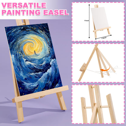 ESRICH 78PCS Acrylic Paint Set with Wood Easel, Paint Brushes, Canvases, Art Painting Supplies Kit for Kids, Students, Artists and Beginners