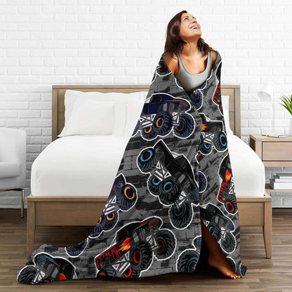 Perinsto 60"X50" Monster Truck Boys Style Throw Blanket Ultra Soft Warm All Season Decorative Fleece Blankets for Bed
