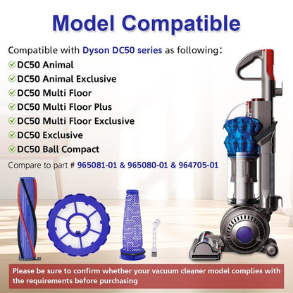 DC50 Roller Brush and Fiter Replacement Compatible With Dyson DC50 Animal Multi Floor Complete Vacuum, Filters Brush Kit, Compare to Part 964705-01 965081-01 965080-01