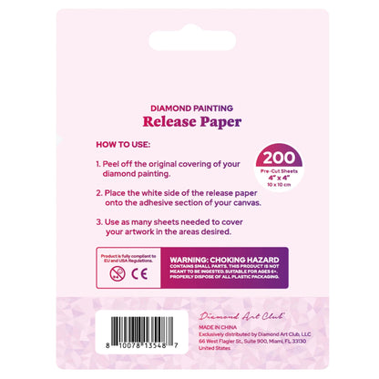 DIAMOND ART CLUB 200-Piece Premium Diamond Painting Release Paper Pack, Multiuse Painting Paper, Precut Cover Replacements, 4" x 4" (10 cm x 10 cm)