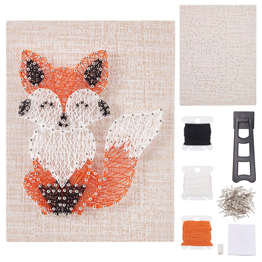 WEBEEDY DIY String Art Kit Fox Craft Kit Creative Animal String Art Craft Kits for Adult Beginners Christmas Holiday Home Wall Table Decorations Gift