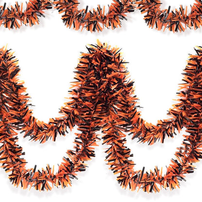 Halloween Tinsel Garland - 66 Ft Shiny Metallic Tree Garland Glitter Tinsel Hanging Twist Hanging Decorations for Halloween Party Holiday Supplies (Orange,Black)
