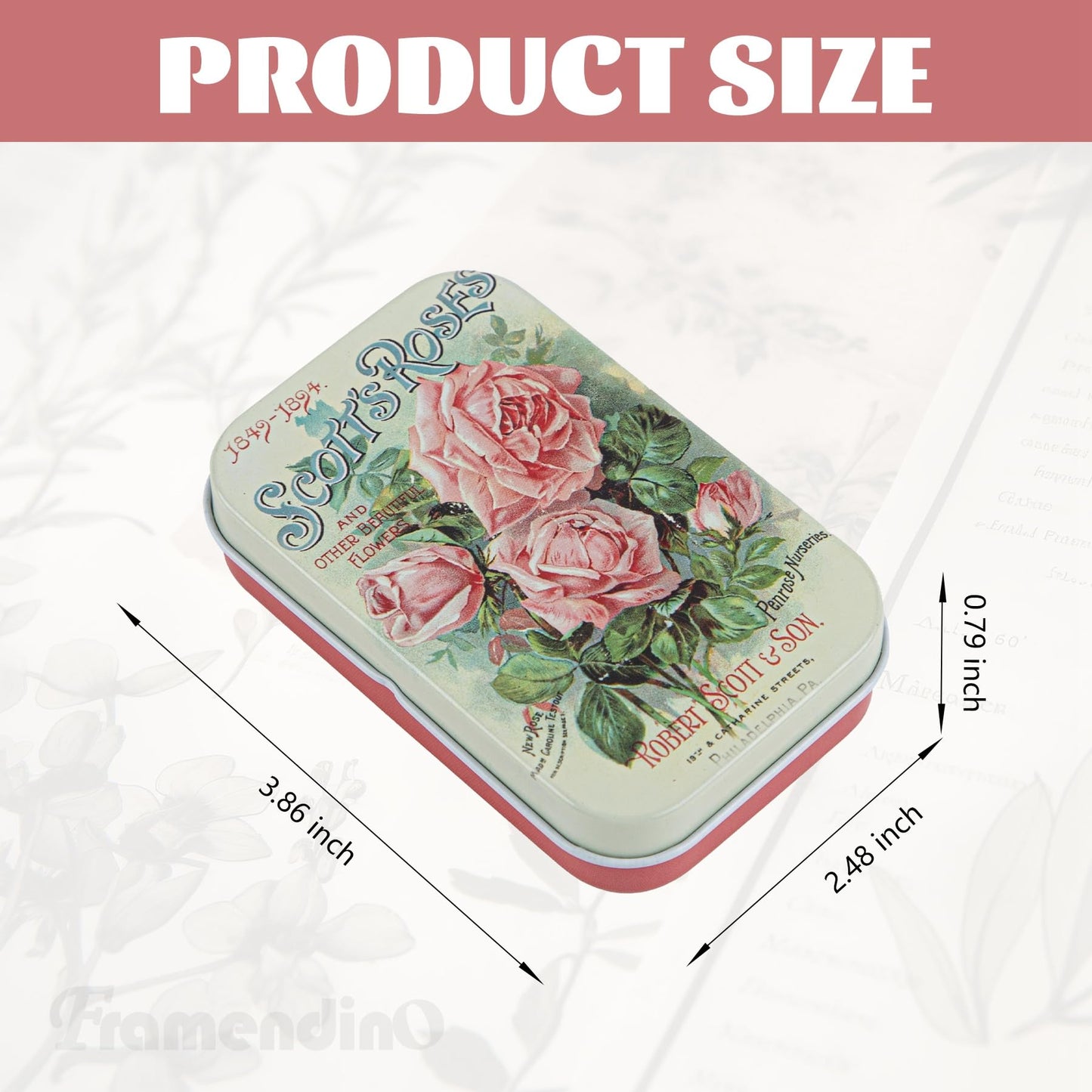 Framendino, 5 Pack Vintage Flowers Tinplate Tin Box Jewelry Candy Containers with Lid for