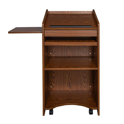 OEF Furnishings CoreCommand Series Mobile Lectern with Side Shelf (Medium Oak)