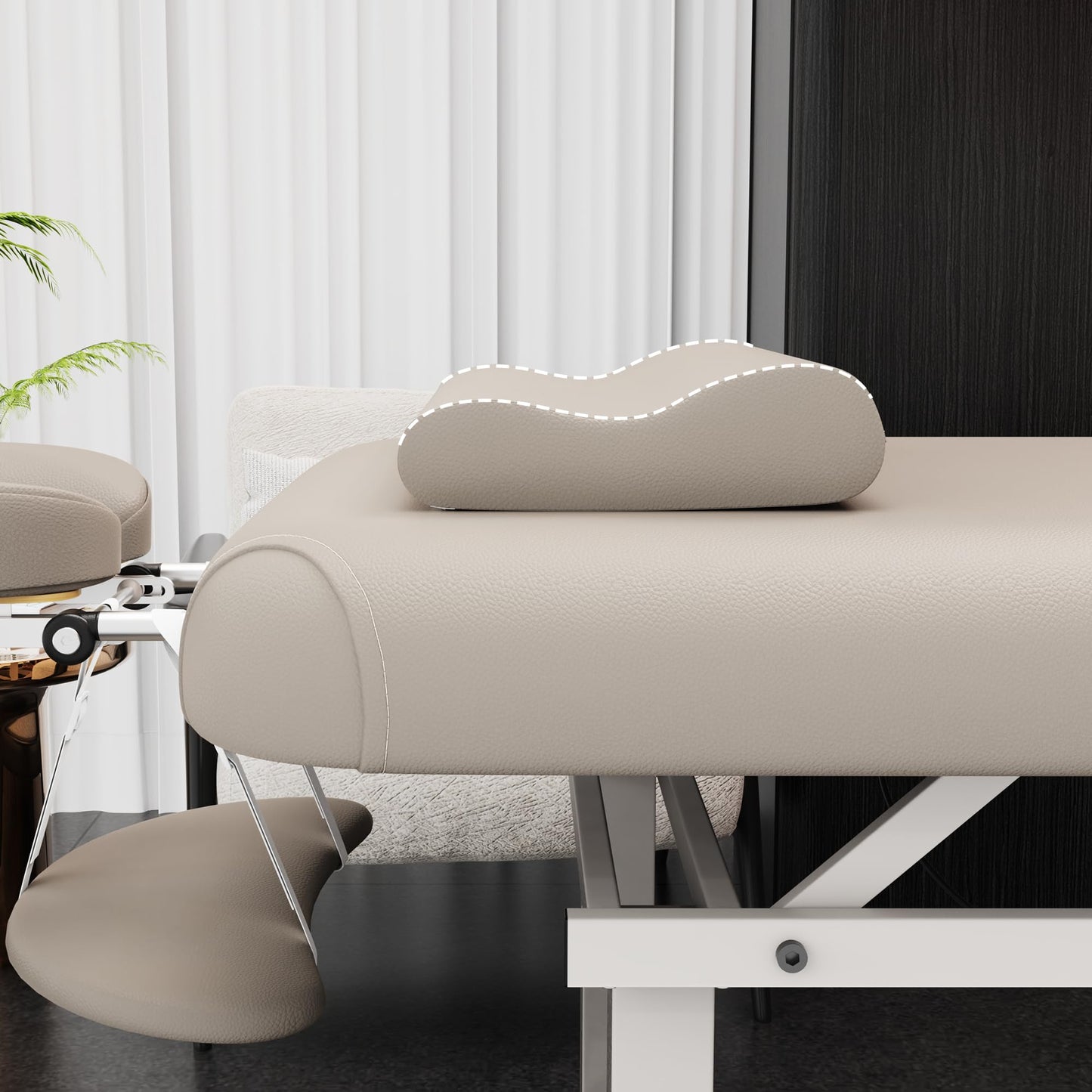 Dolonm 30 Wide x 75 Long Heavy Duty Electric Stationary Massage Table with Backrest Adjustable and Storage Space for Treatment/Medical Spa/Facial/Beauty/Massage Bed and More - Beige Gray