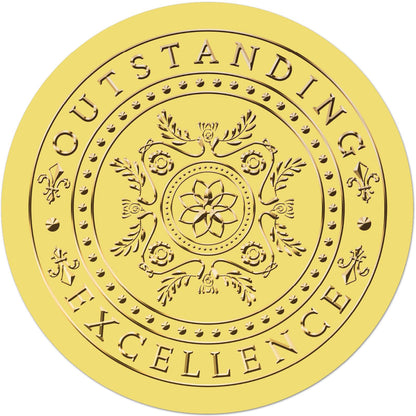 CRASPIRE 625Pcs Excellence Outstanding Gold Envelopes Seals Stickers 1.5" Foil Embossed Self Adhesive Certificates Round Labels for Invitation Graduation Award Diplomas Wedding Gift Wrapping Decor