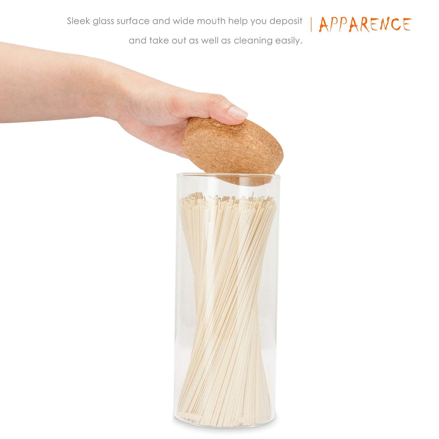 Luxtea Glass Jar Borosilicate Canister 34oz with Cork Stopper Lid, Airtight Container Cookie Candy Spice Tea Cereal Storage (Cork Stopper)