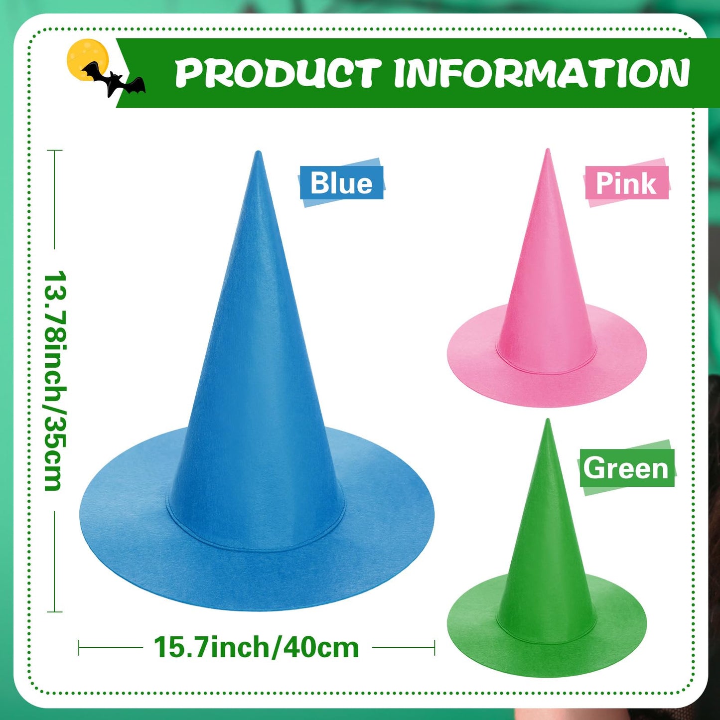 Geyoga Halloween Witch Hat Costume Accessory Women Fairy Adult Wizard Hats with Tulle Fabric for Halloween Party Cosplay Decoration