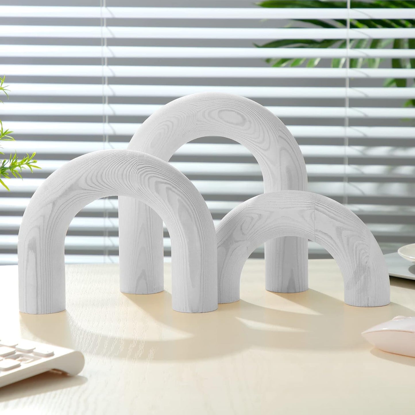 3 Qunclay Pcs Wood Arch Decorative Shelf Objects Modern Book Shelves Decor Aesthetic Wooden Boho Table Decorations