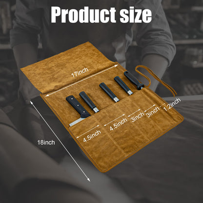 Genuine Leather Knife Roll, Knife Bags for Chefs Professional, Small Chef'S Knife,Knives Holders Protectors with 5 Slots
