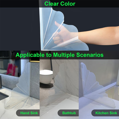 Silicone Shower Splash Guard, XXL Clear Bathtub Corner Splash Guard, Bathroom Shower Water Guard with Self-Adhesive, Can Be Adjustable Angle in Washbasin, Tubs, Sinks Etc - 2Pack