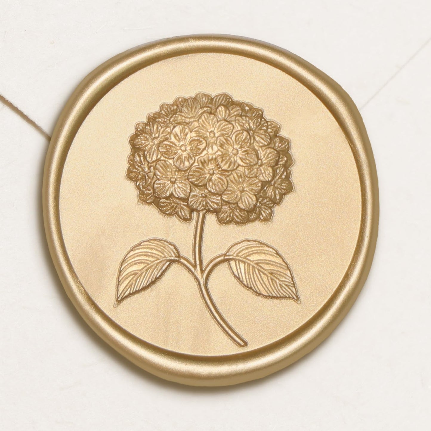 UNIQOOO Wax Seal Stickers - 3D Hydrangea Floral Wedding Invitation Envelope Seal Stickers, 50 Pcs Self- Adhesive Light Gold Stickers, Perfect for Invitation, Christmas, Gift Wrapping