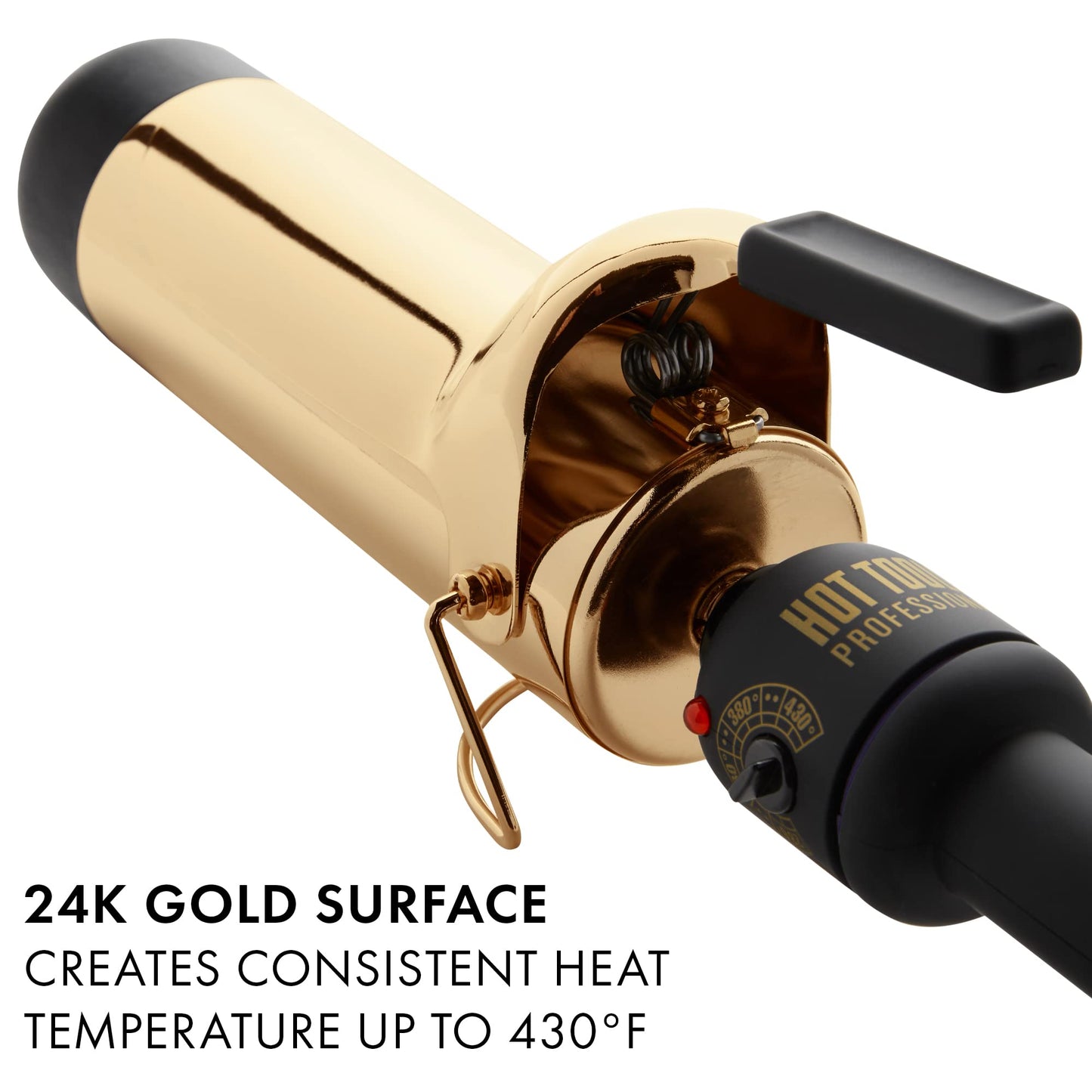 Hot Tools Pro Artist Black Gold Digital Salon Hair Curling Iron | Medium Loose Curls and Tousled Waves, (1-1/4 inch)