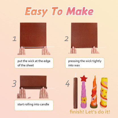 Bingfuego Beeswax Candle Making Kit for Kids - 12 Sheets for Rolling, Natural Candle Making Kit (Classic Color, 10 x 8 inch)