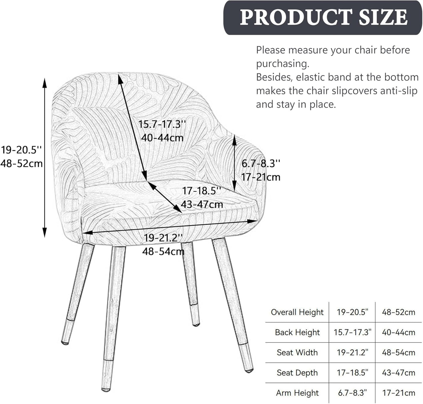 Curved Back Dining Chair Covers with Armrest, Stretch Accent Dining Room Chairs Covers Slipcovers with Arms, Office