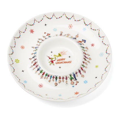 Lenox 898096 Merry Grinchmas Chip & Dip Bowl, Christmas Dishes, Festive Holiday Serveware
