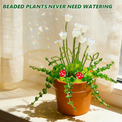 Forever Plant Kit Green Beads for Plant Making,Leaf Flower Beads for Beaded Plants with Plant Pot, Green Beads for Jewelry Making DIY Crafts Kit Plants Lover Gifts