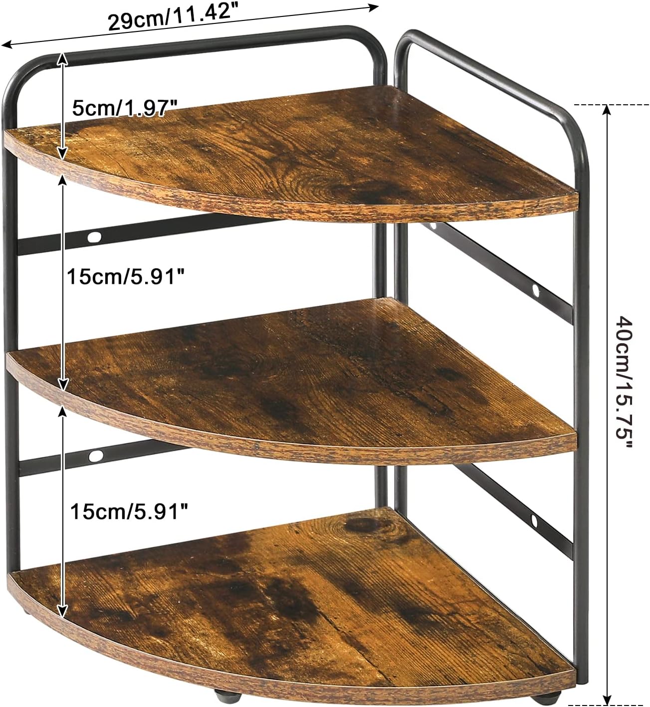 Counter 3-Tier Brown,TWJ002H IBUYKE Corner Shelf, Kitchen Organizer, Bathroom Vanity Trays, Spice Rack for Small